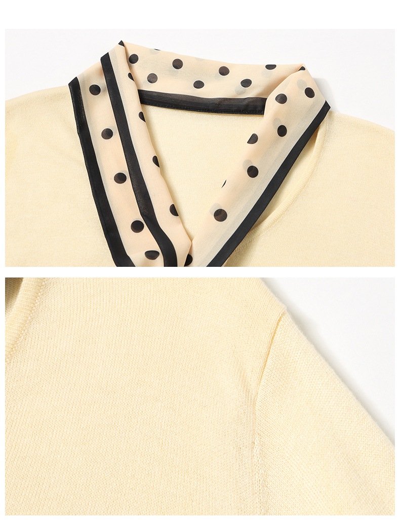 春 ライト スタイル Vネック 水玉リボン ショート ゆったり ボトムス セーター 長袖 レディース トップス ブラウン ベージュ ブラック M L XL XXL トップス 袖あり かわいい 春 ライト スタイル Vネック 水玉リボン ショート ゆったり ボトムス セーター 長袖 レディース トップス ブラウン ベージュ ブラック M L XL XXL トップス 袖あり かわいい