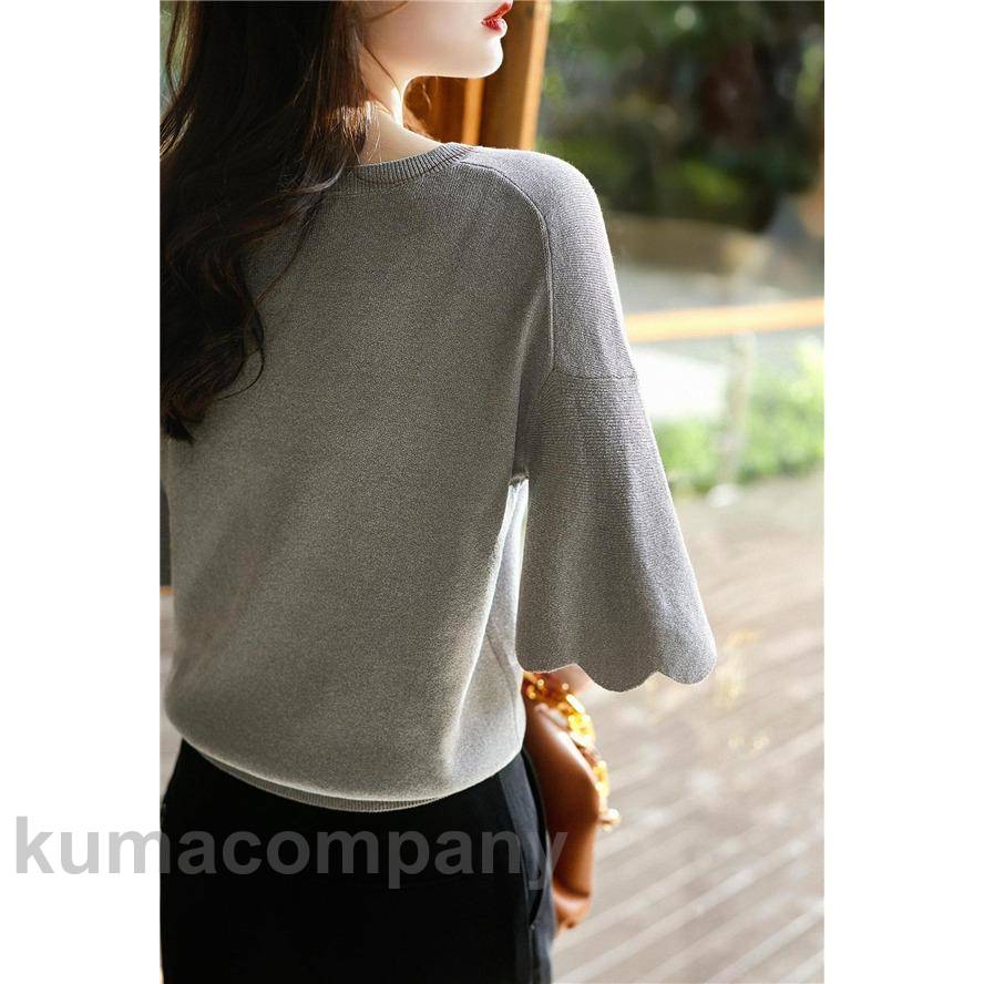 Tシャツ 半袖 レディース カットソー 無地 涼しい Vネック フリル袖 春 夏 カジュアル ゆったり 通学 通勤 おしゃれ 可愛い ルームウェア