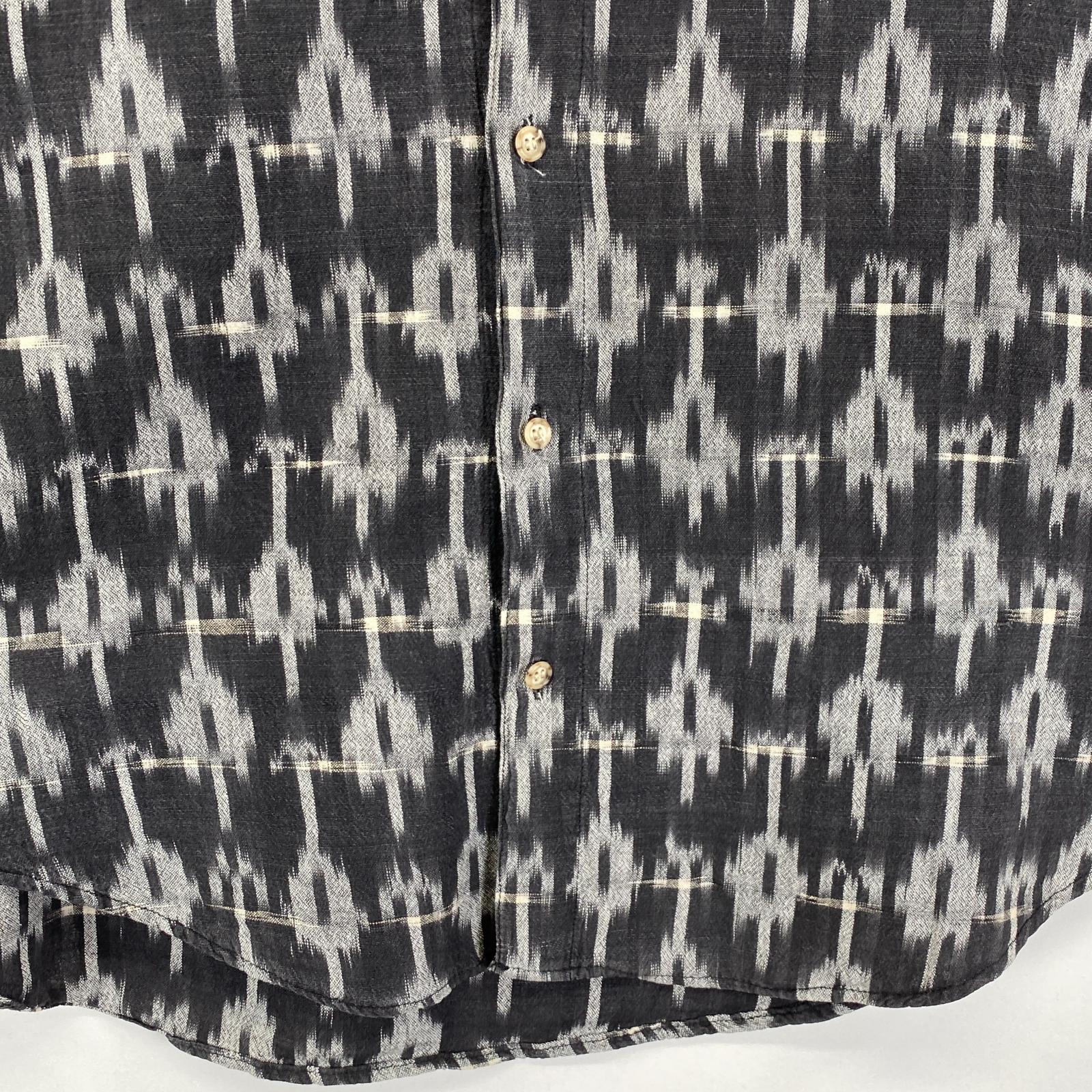 古着 90s/90年代 長袖シャツ 胸ポケット ワンポイント USA製 L ブラック系 総柄 メンズ