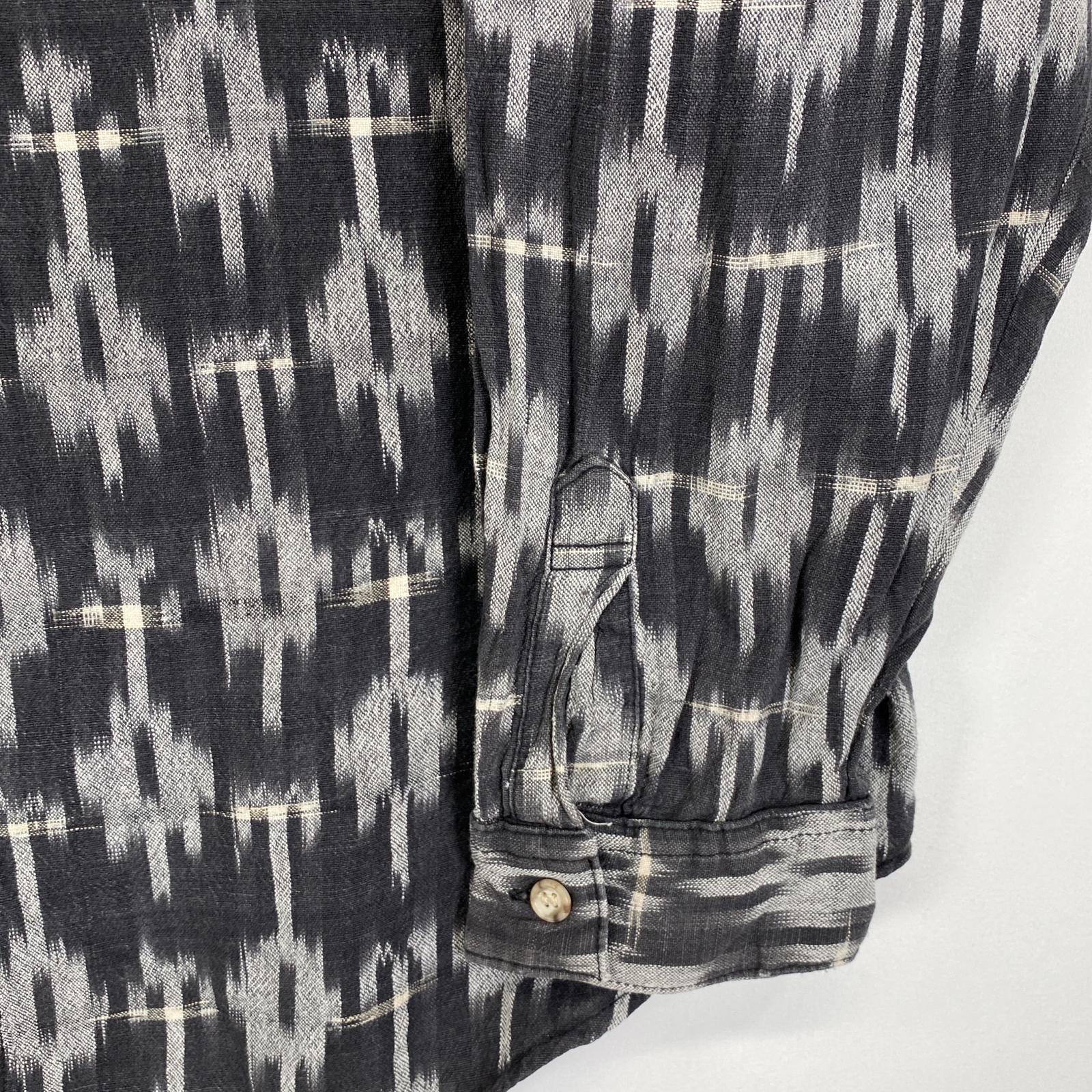 古着 90s/90年代 長袖シャツ 胸ポケット ワンポイント USA製 L ブラック系 総柄 メンズ