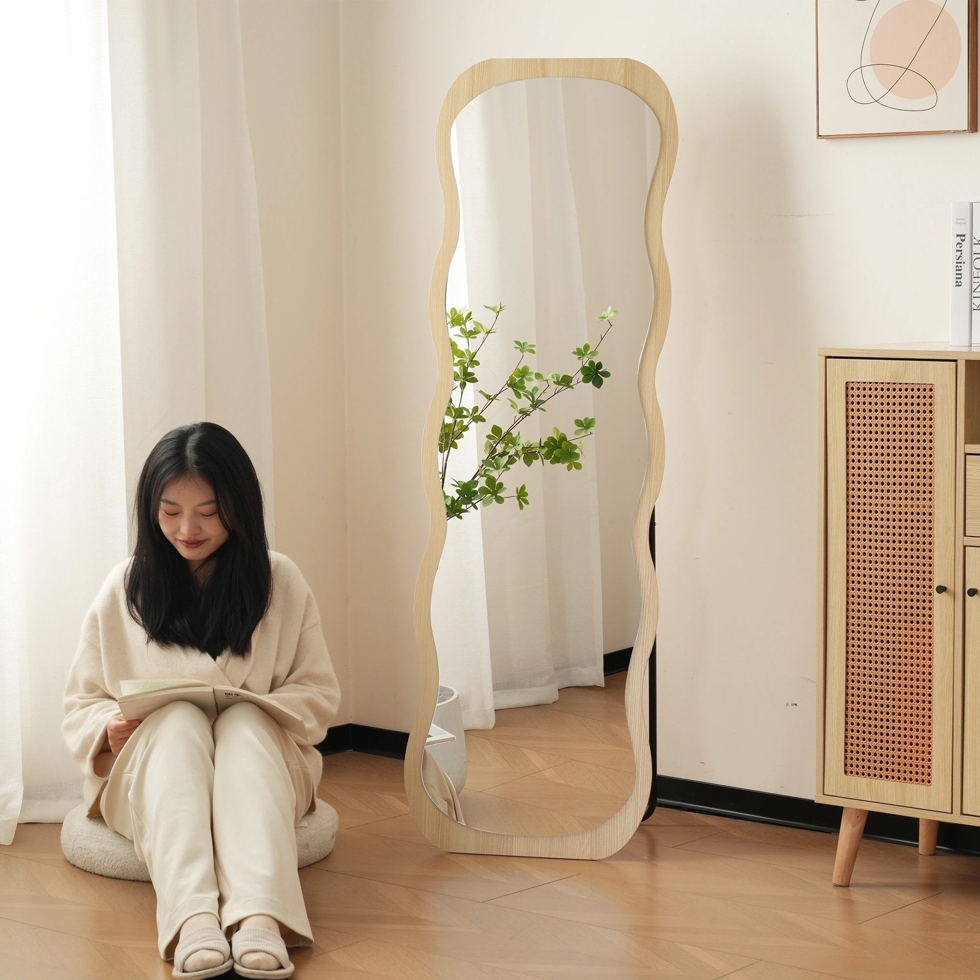 F25全身鏡 波形状 姿見鏡 北欧 木目調 スタンドミラー 壁掛けミラー 立てかけ 姿見 鏡 ミラー おしゃれ 飛散防止 160*50CM ナチュラル F25全身鏡 波形状 姿見鏡 北欧 木目調 スタンドミラー 壁掛けミラー 立てかけ 姿見 鏡 ミラー おしゃれ 飛散防止 160*50CM ナチュラル