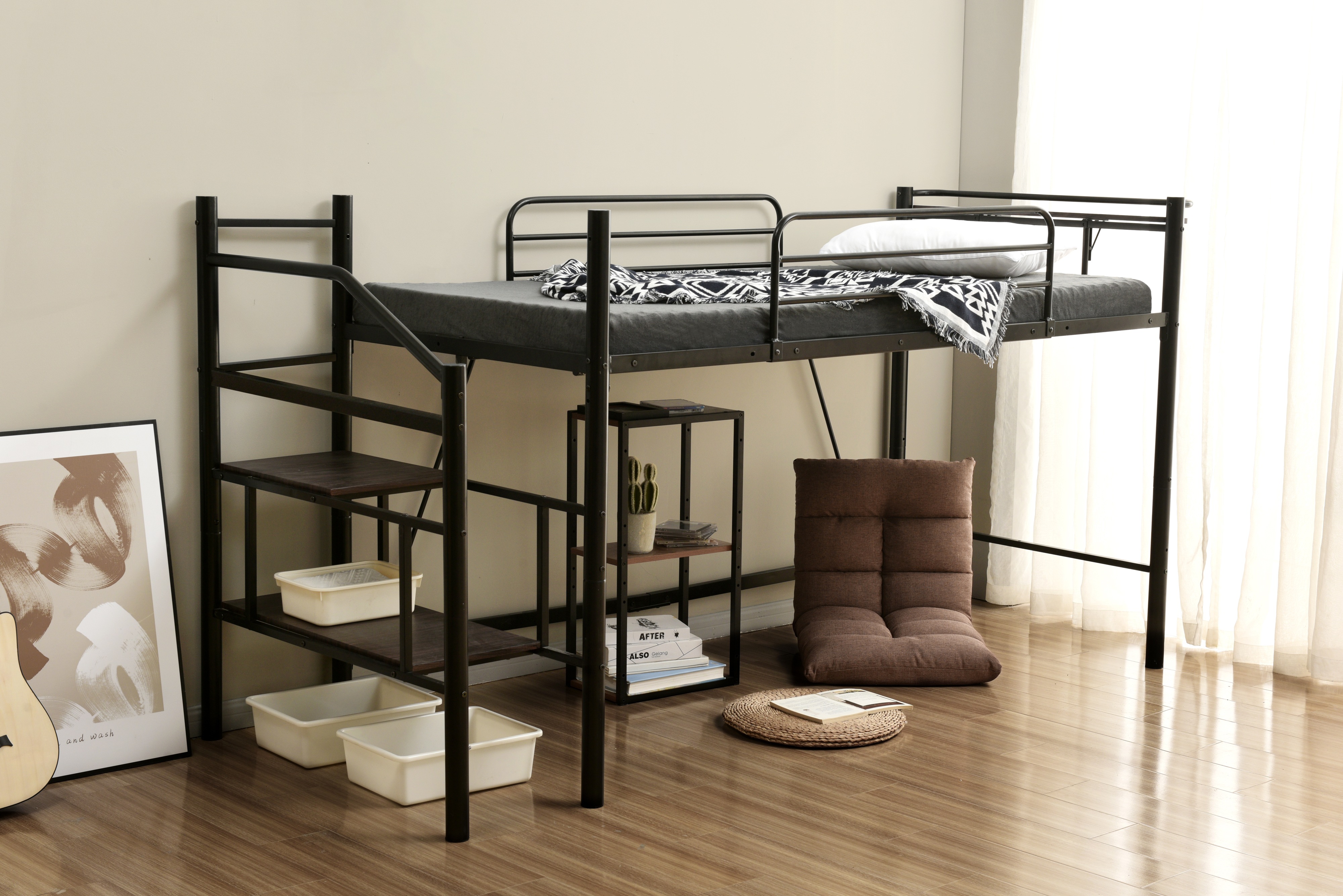 国内発送&送·料·無·料】ロフトベッド パイプベッド シングル 耐荷重