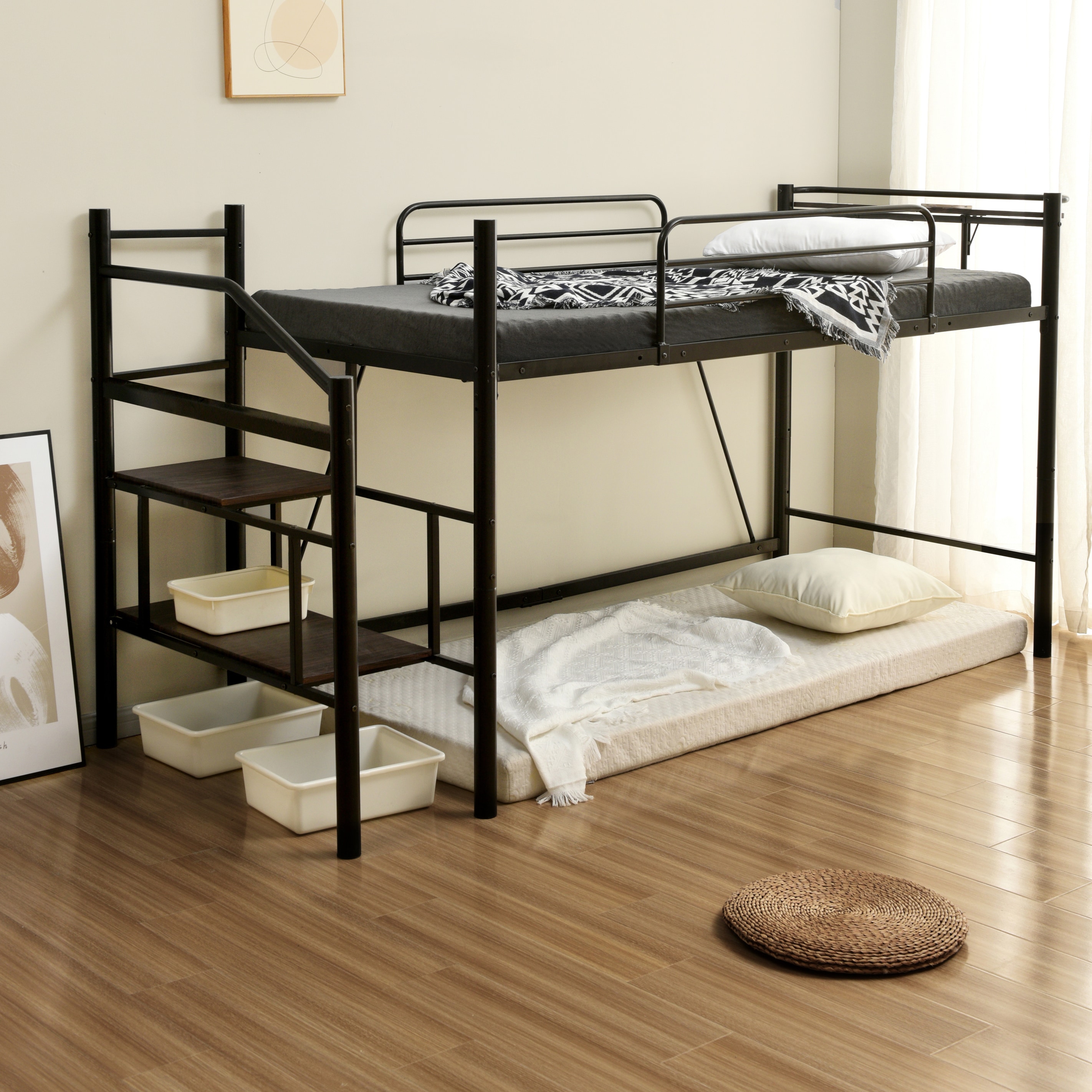 国内発送&送·料·無·料】ロフトベッド パイプベッド シングル 耐荷重