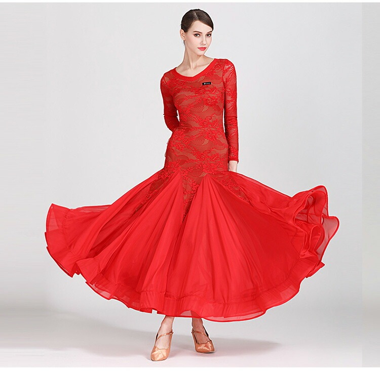 社交ダンス衣装 モダンドレス ラテンドレス スタンダードドレス ワルツダンス 紗 レース ロングワンピース マキシ丈 ラテン衣装 社交ダンスドレス 大きい裾 豪華なドレス ダンス衣装 ダンスウエア ダ