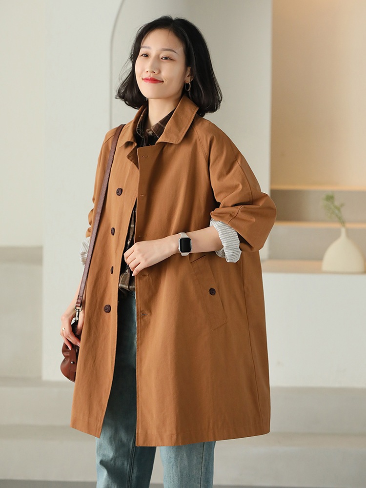 綿ジャケット 女性セミロング丈コート痩せている春秋アウター女性トレンチコート 綿ジャケット 女性セミロング丈コート痩せている春秋アウター女性トレンチコート
