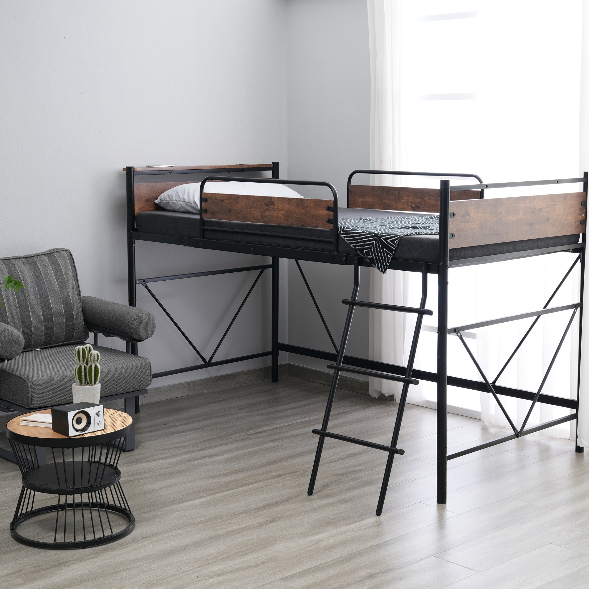 ロフトベッド パイプベッド シングル 耐荷重150kg 高さ125cm システムベッド ロータイプ ミドルタイプ 収納 北欧風 大人 一人暮らし ハンガーポール4本付属 送料無料 スチール 耐震 ベ