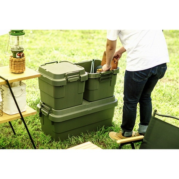 トランクカーゴ/収納ボックス [S蓋 50L カーキ] 幅60cm 車用ルーフキャリー対応