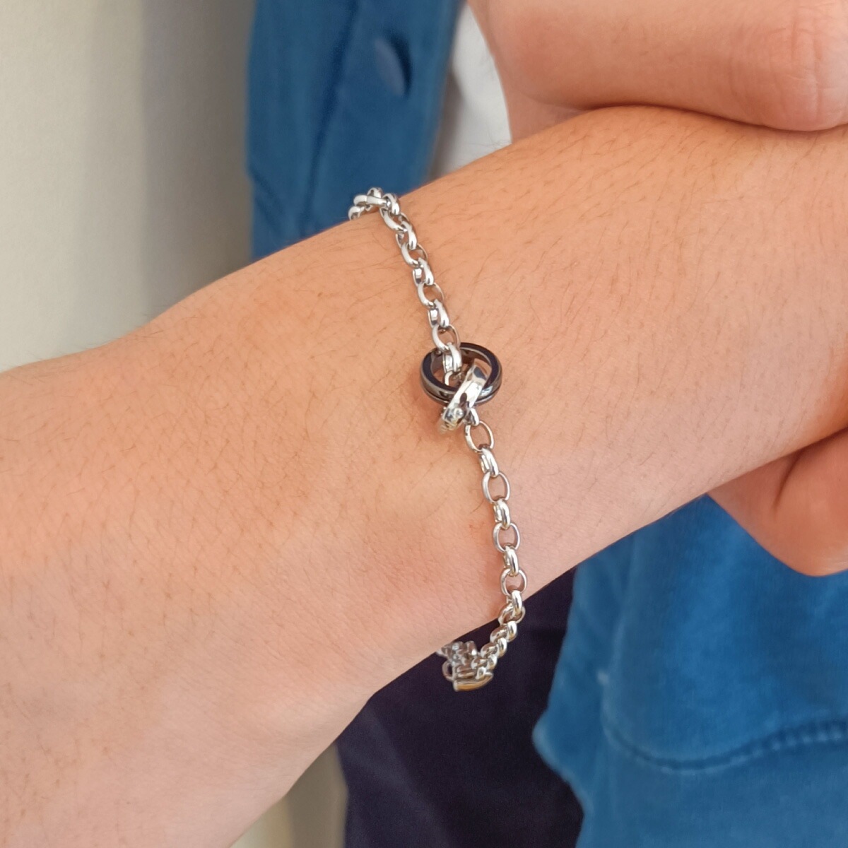 ブレスレット メンズ サージカルステンレス316L st 2連リング シルバー 金属アレルギー対応