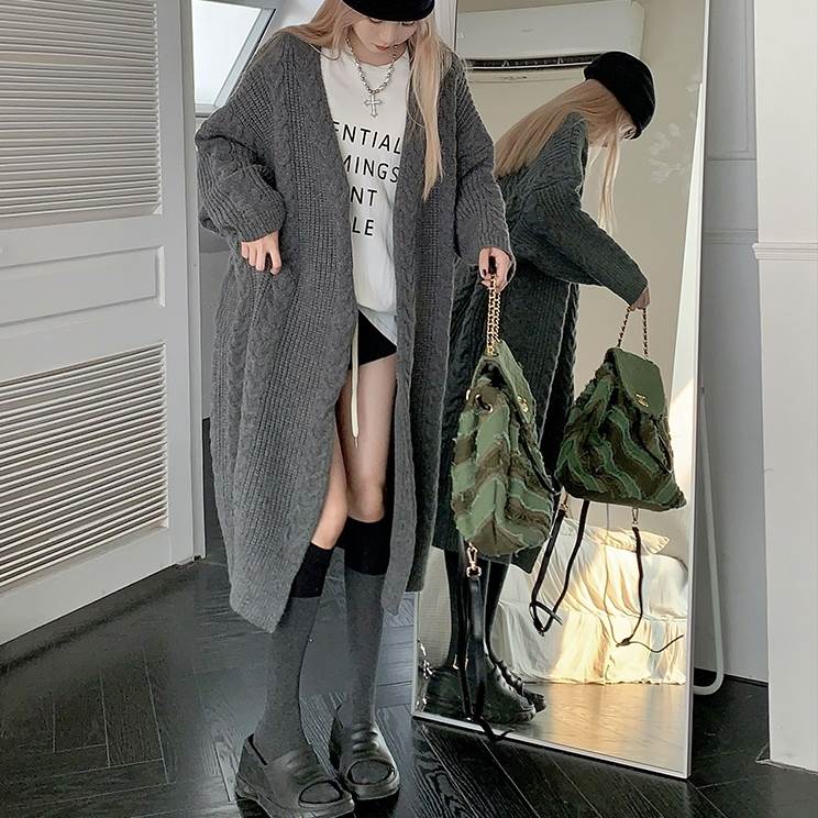 ケーブル編み ロング ニット カーディガン トップス アウター 膝下 ロング丈 袖あり 長袖 ボリューム袖 ドロップショルダー 萌袖 Vネック Iライン モコモコ ポケット 前開き ケーブルニット 編 mdprevattcaulkingandwaterproofing.com