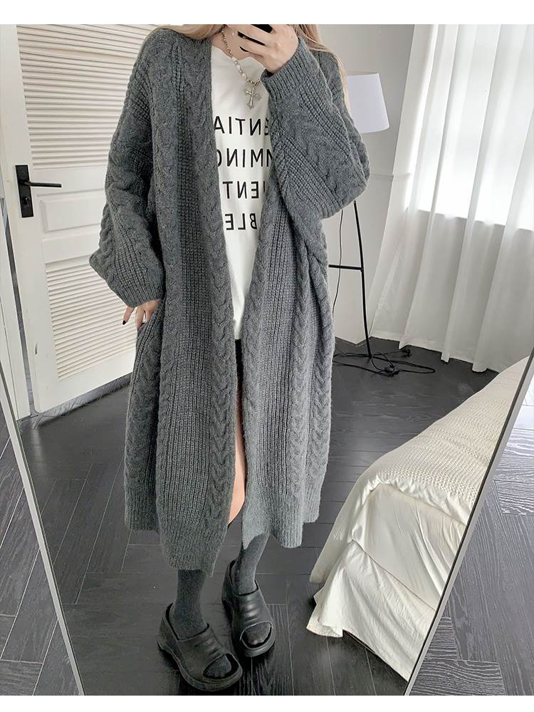 ケーブル編み ロング ニット カーディガン トップス アウター 膝下 ロング丈 袖あり 長袖 ボリューム袖 ドロップショルダー 萌袖 Vネック Iライン モコモコ ポケット 前開き ケーブルニット 編 mdprevattcaulkingandwaterproofing.com