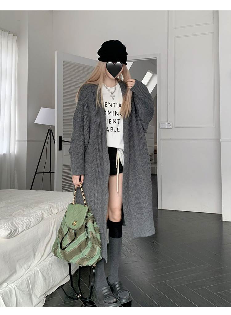 ケーブル編み ロング ニット カーディガン トップス アウター 膝下 ロング丈 袖あり 長袖 ボリューム袖 ドロップショルダー 萌袖 Vネック Iライン モコモコ ポケット 前開き ケーブルニット 編 mdprevattcaulkingandwaterproofing.com