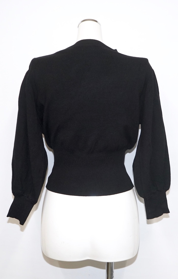 Choker Design Puffsleeve Knit Sweater (black) A,D,G レディース トップス