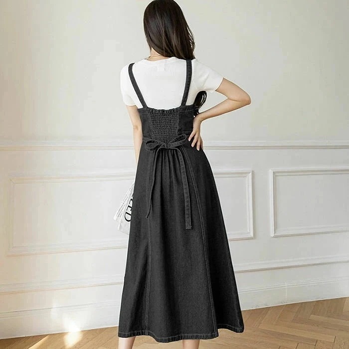 一部即納 サロペット ワンピース デニム デニムワンピース ジャンパースカート レディース サロペットワンピ ロングワンピース キャミソール ワンピース ゆったり 体型カバー 春 夏 秋 冬 オール