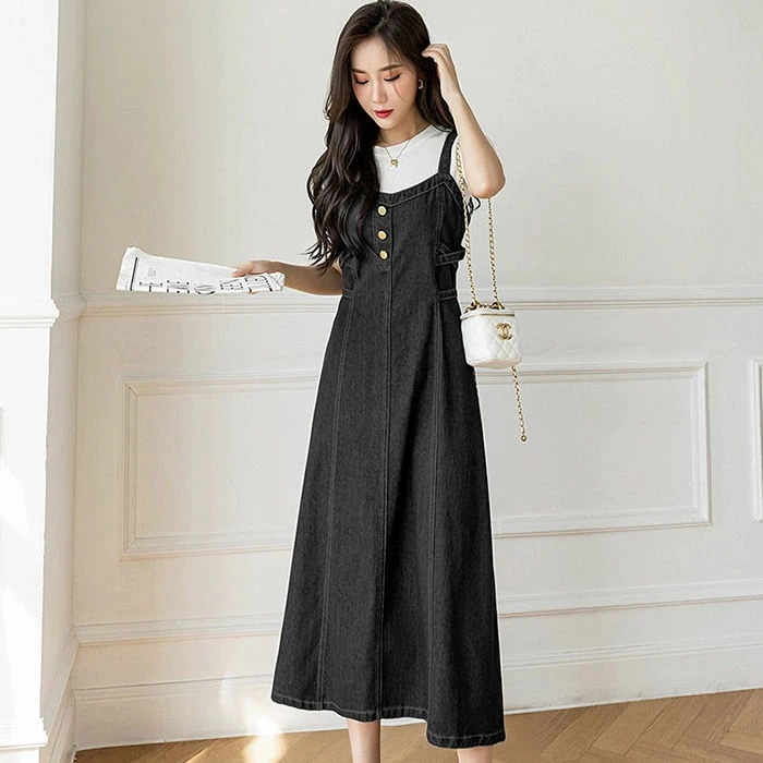一部即納 サロペット ワンピース デニム デニムワンピース ジャンパースカート レディース サロペットワンピ ロングワンピース キャミソール ワンピース ゆったり 体型カバー 春 夏 秋 冬 オール
