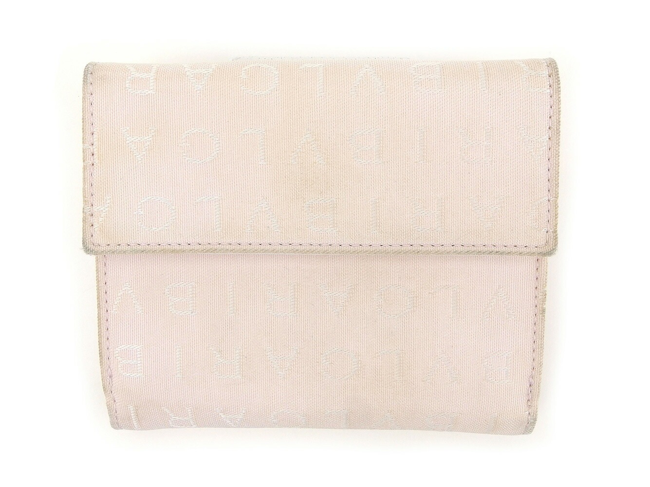 Wホック 財布 二つ折り 財布 ロゴマニア ホワイト 白 ピンク 中古