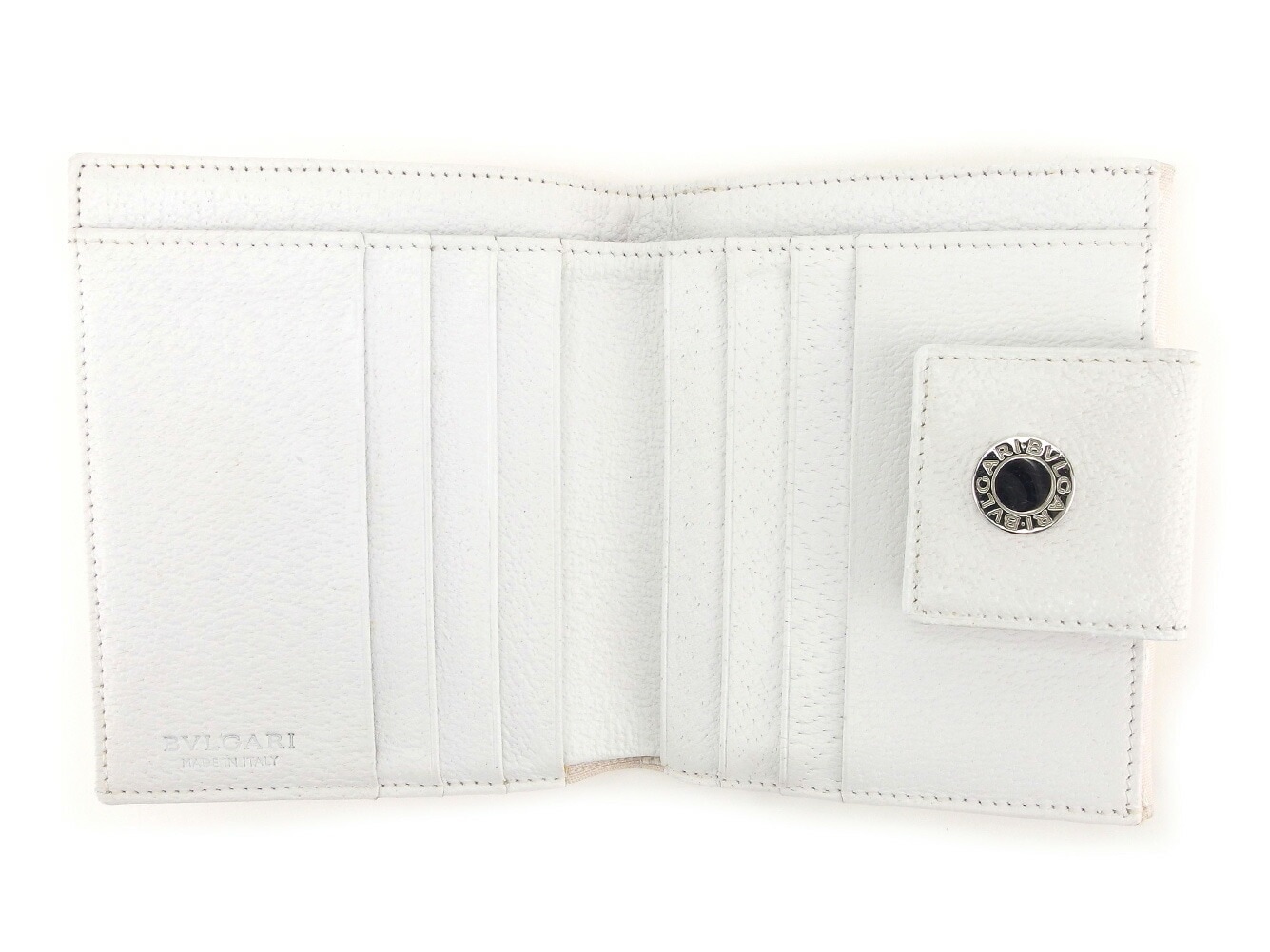 Wホック 財布 二つ折り 財布 ロゴマニア ホワイト 白 ピンク 中古