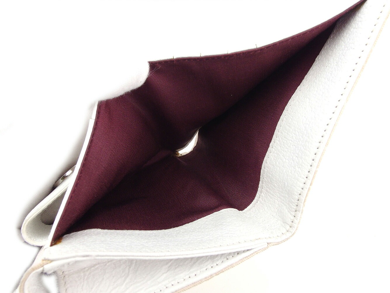 Wホック 財布 二つ折り 財布 ロゴマニア ホワイト 白 ピンク 中古