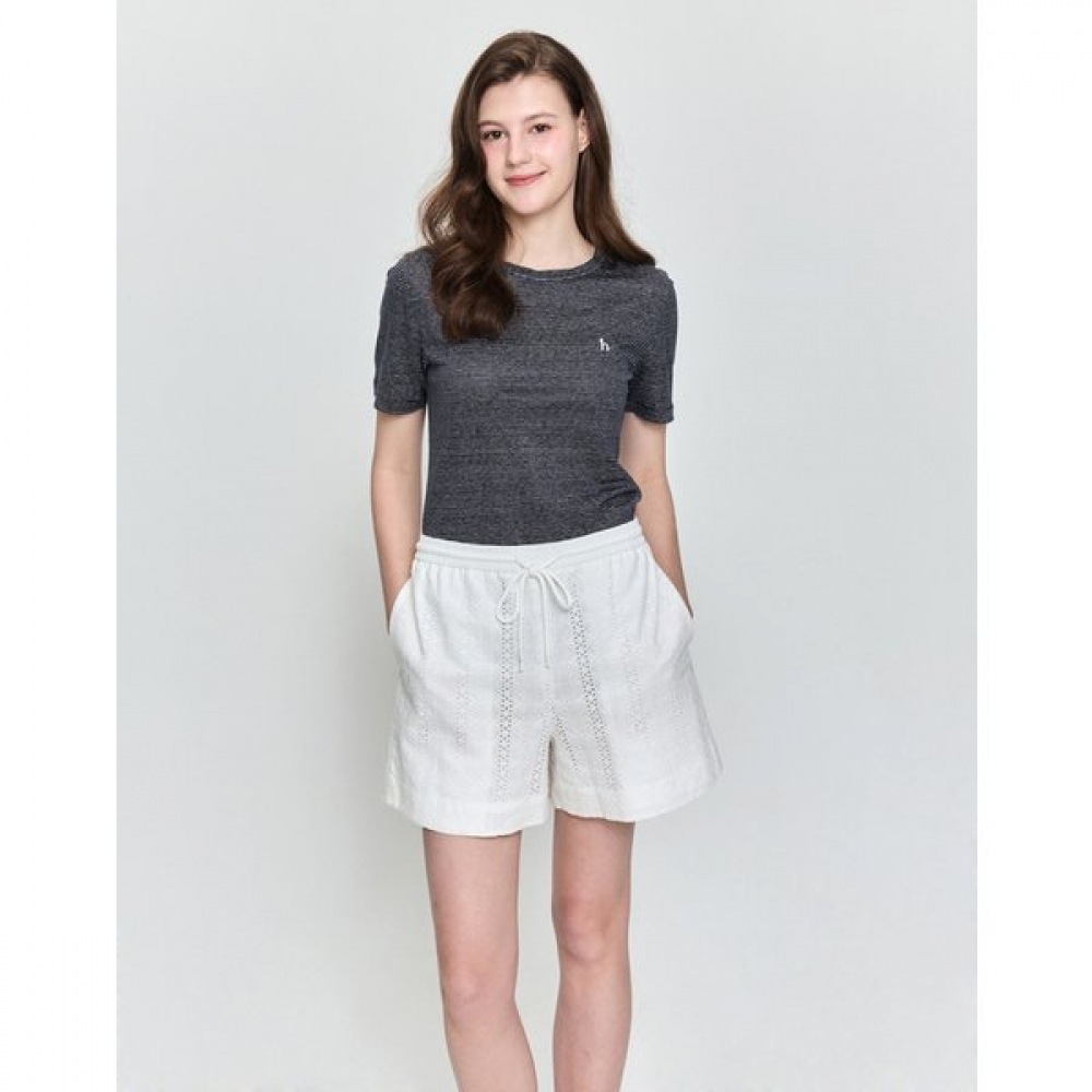 [25SS] エッセンシャルラウンドネック 100% リネンストライプショートスリーブティーHSTS5BC33N2