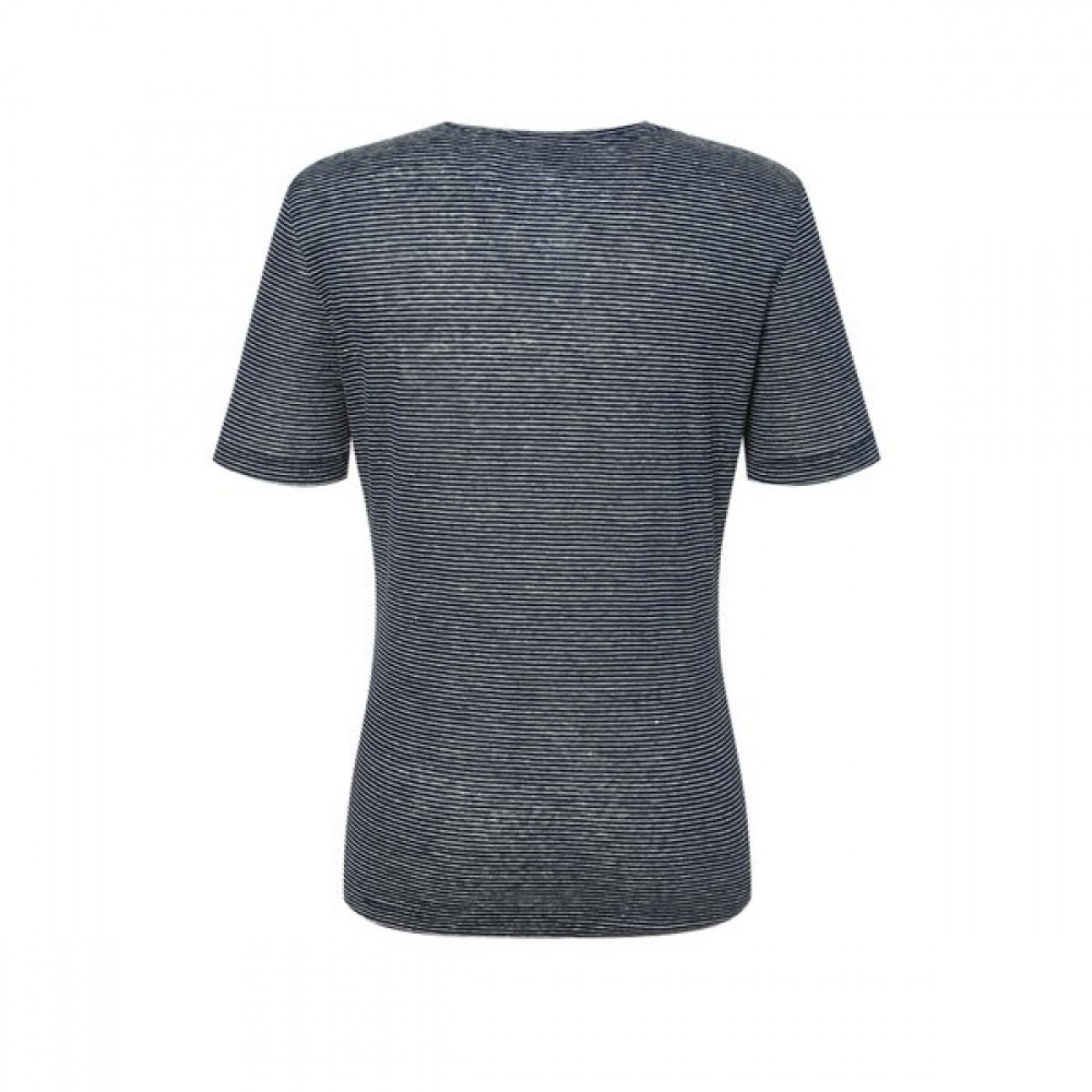 [25SS] エッセンシャルラウンドネック 100% リネンストライプショートスリーブティーHSTS5BC33N2