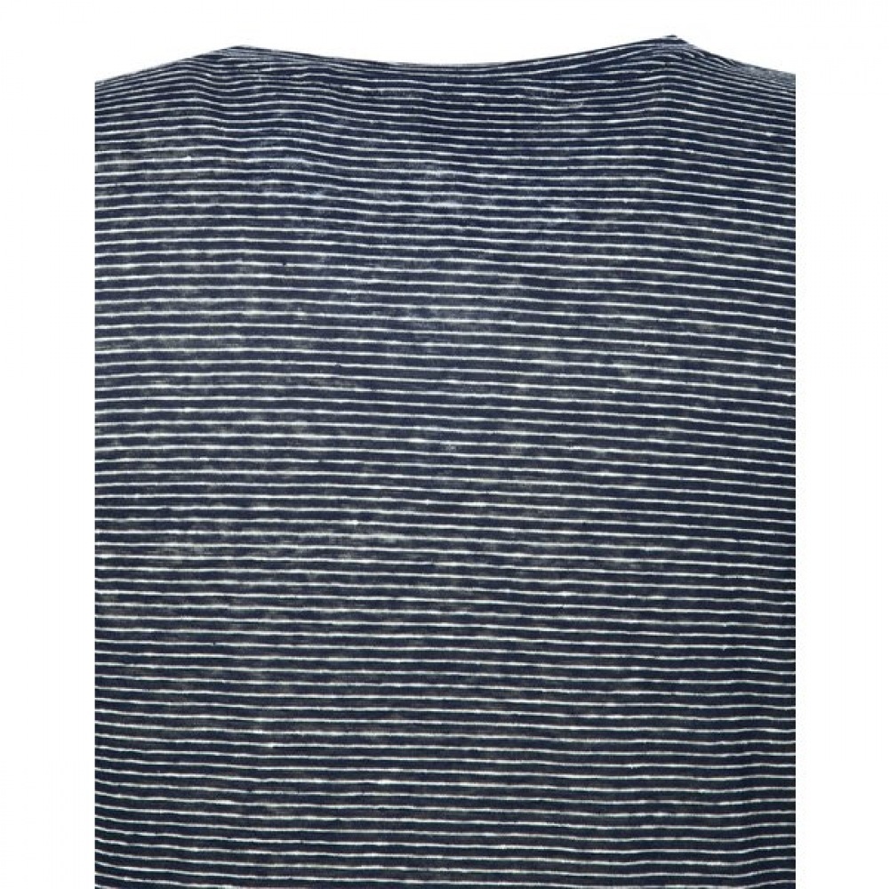 [25SS] エッセンシャルラウンドネック 100% リネンストライプショートスリーブティーHSTS5BC33N2