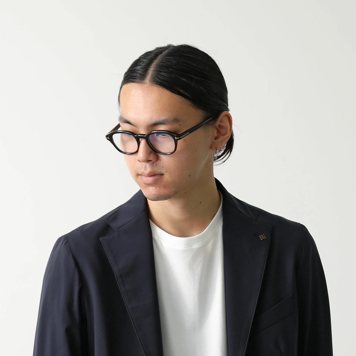 TOM FORD トムフォード メガネ TF5871-B FT5871-B メンズ ウェリントン型 フルリム めがね 眼鏡 伊達メガネ ブルーライトカット Tロゴ アイウェア 001