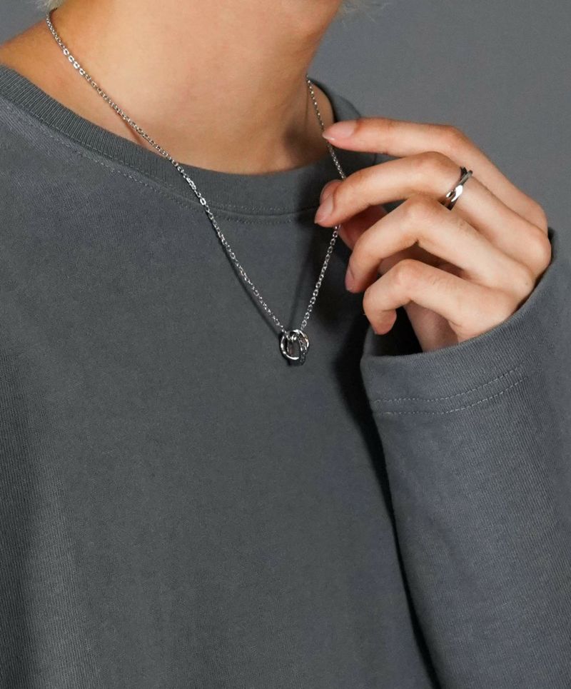 LH-1 イバラ ダブルリングネックレス サージカルステンレス 03NE0415SV ステンレスネックレス (金属アレルギー対応) ペンダント メンズ ブ LH-1 イバラ ダブルリングネックレス サージカルステンレス 03NE0415SV ステンレスネックレス (金属アレルギー対応) ペンダント メンズ ブ