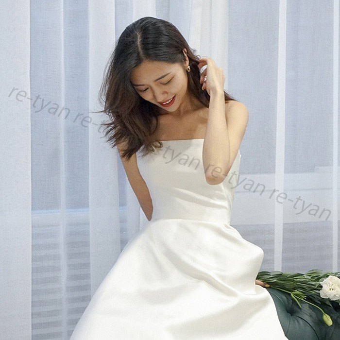 ウエディングドレス 二次会 花嫁 白ワンピース ロングドレス aライン オシャレ 上品 着痩せ安い