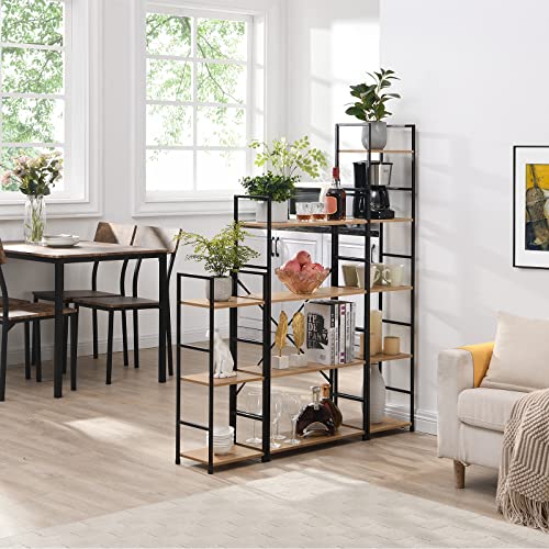 棚 オープンシェルフ 収納ラック スリム 隙間収納 木製棚板 スチール 幅58.6×奥行23.5×高さ80cm 3段 組立品 オーク色×ブラック