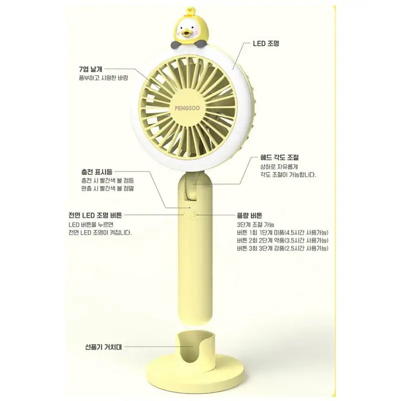 メガ割LEDハンディファン扇風機USB冷風手持ち扇風機韓国キャラクターテーブルスタンドセット熱中症対策30_10