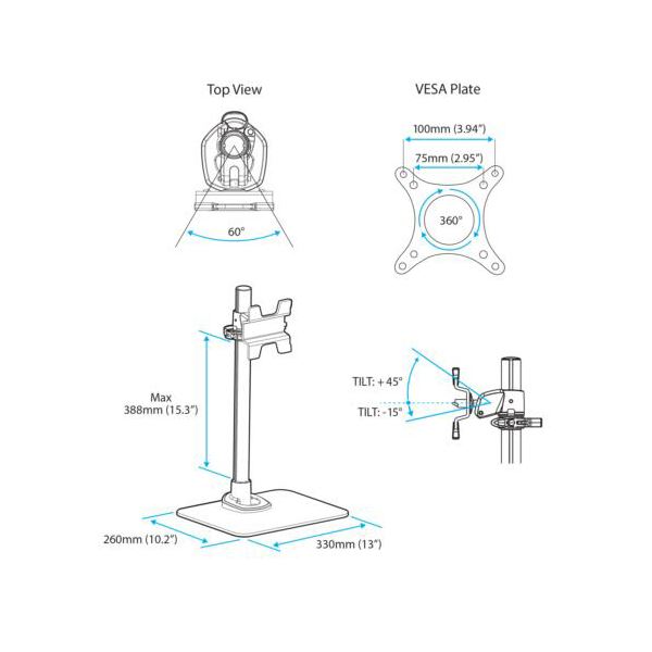 StarTech.com シングル液晶モニタースタンド 12-34型 VESA規格対応 シルバー ARMPIVSTND 1台