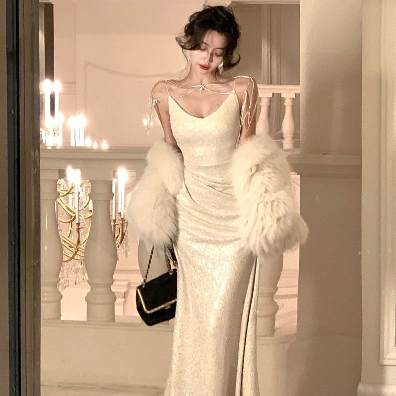 パーティードレス 白キャミソールワンピース女 年フレンチデザインセンス気品優しい風スカート宴会バースデードレススカート パーティードレス 白キャミソールワンピース女 年フレンチデザインセンス気品優しい風スカート宴会バースデードレススカート