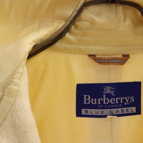バーバリーズブルーレーベル 90s オールド アンゴラウール フーデット コート 38 ホワイト系 Burberrys Blue label レディース