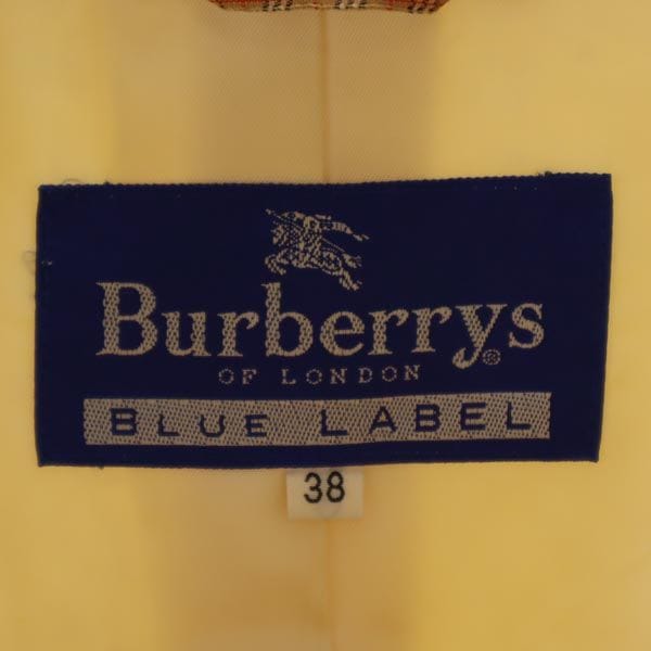 バーバリーズブルーレーベル 90s オールド アンゴラウール フーデット コート 38 ホワイト系 Burberrys Blue label レディース