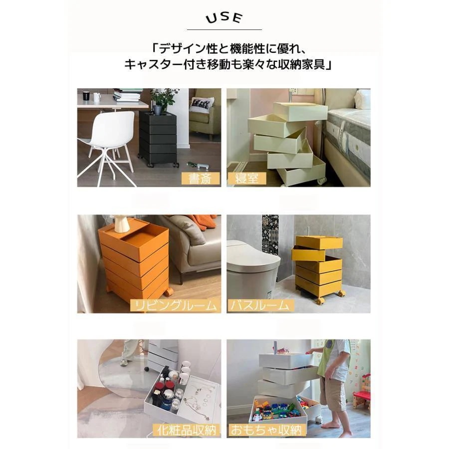 早いもの胜ち カラーラック ワゴン キャスター付き 5段 カラーラック 透明 クリア 収納 ラック 収納棚 回転式 トレイワゴン回転 スリム レトロ カラフル 韓国インテリア