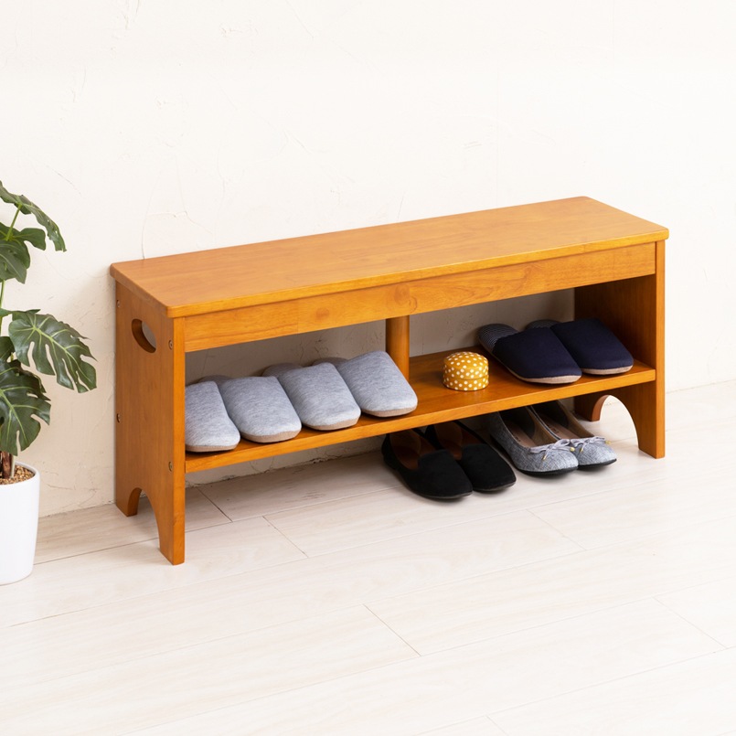 天然木玄関ベンチ幅90cm 便利な収納棚付 木製 椅子 イス 天然木玄関ベンチ幅90cm 便利な収納棚付 木製 椅子 イス