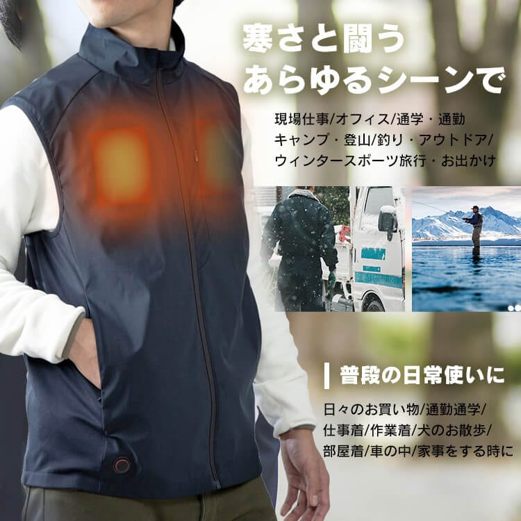 ヒートウェアアウトドアベスト HW-01OD ブラック ネイビー S/M/L/LL ヒートウェア ウ メガ割