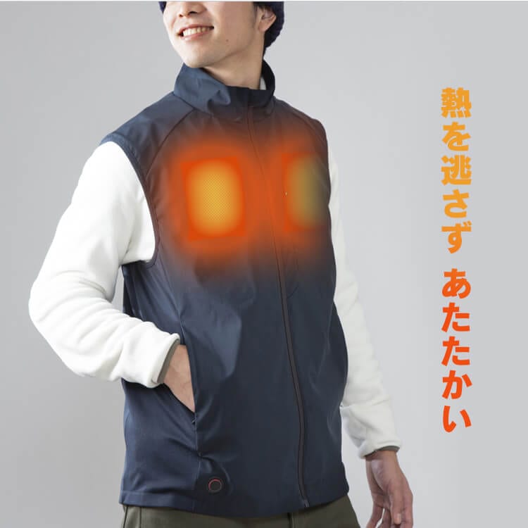 ヒートウェアアウトドアベスト HW-01OD ブラック ネイビー S/M/L/LL ヒートウェア ウ メガ割