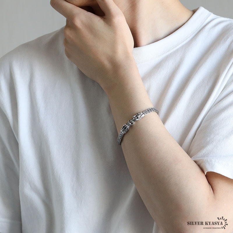 双龍頭シルバーバングル☆シルバー925☆44g☆ゴツメ☆ブレスレット☆ドラゴン☆ 双龍バングル ドラゴンバングル シルバー | ARMS