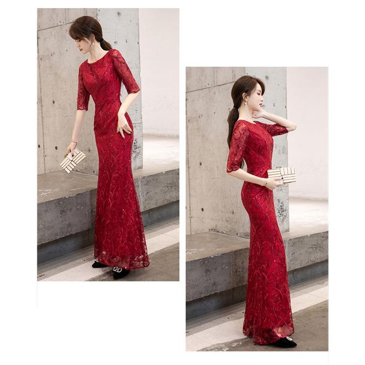 ドレス 大人 ピアノ 発表会 ロングドレス マーメイドライン 演奏会 結婚式 母親 パーティードレス ワンピース フォーマルドレス イブニングドレス