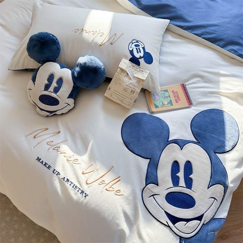 [3日出荷]肌に優しい子供用裸寝シーツコットン掛け布団カバー子供用ホームテキスタイル寝具のかわいいコットン4点セット