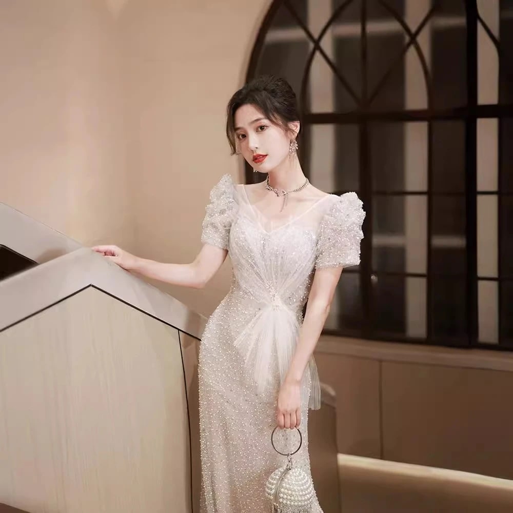 【急速出荷!】フィッシュテールのイブニングドレス ンピース ロング 入学式 宴会 結婚式 ドレス パーティードレス お呼ばれ 披露宴