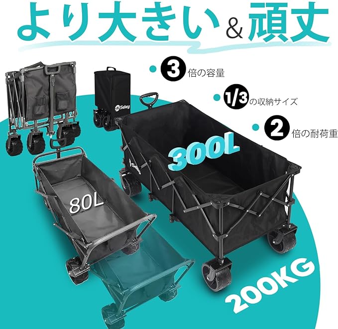 特大容量300L 耐荷重200kg 【荷室の長さ113cm】 長物対応 キャリーワゴン 【幅10cmのブレーキ付き極太ノーパンクタイヤ】 【ベアリング付き】 深型 【収納サイズが類似品で最小級】 ワン 特大容量300L 耐荷重200kg 【荷室の長さ113cm】 長物対応 キャリーワゴン 【幅10cmのブレーキ付き極太ノーパンクタイヤ】 【ベアリング付き】 深型 【収納サイズが類似品で最小級】 ワン