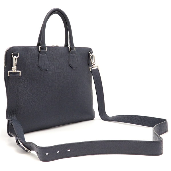 BALLY ネイビー レザー ビジネスバッグ ブリーフケース A4収納可