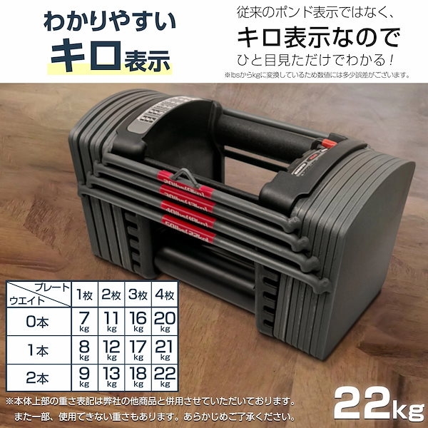 Qoo10] 可変式 ブロックダンベル 22kg 単品