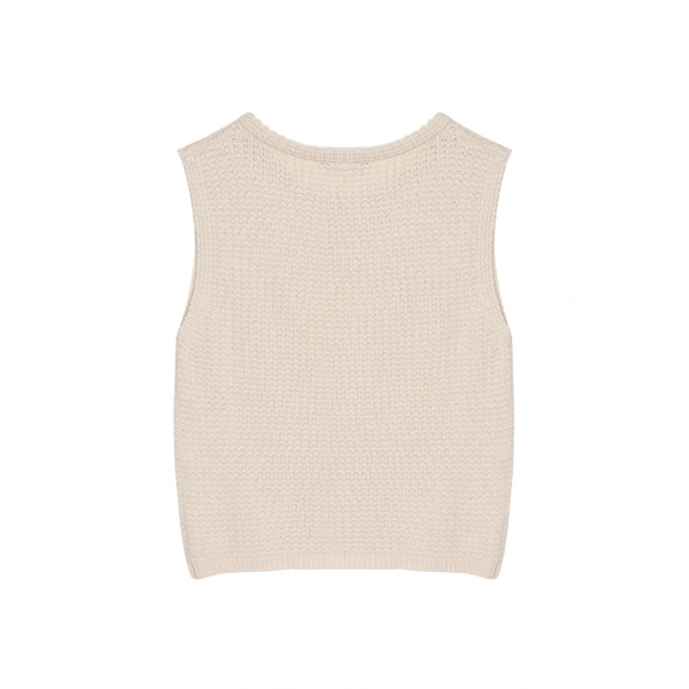 ニック&ニコールワッフルニットノースリーブ_ライトベージュ ニック&ニコールワッフルニットノースリーブ_ライトベージュ