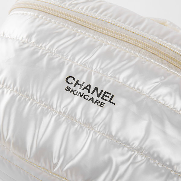 CHANEL Mini Boston White Cosmetic Pouch Makeup Storage Bag