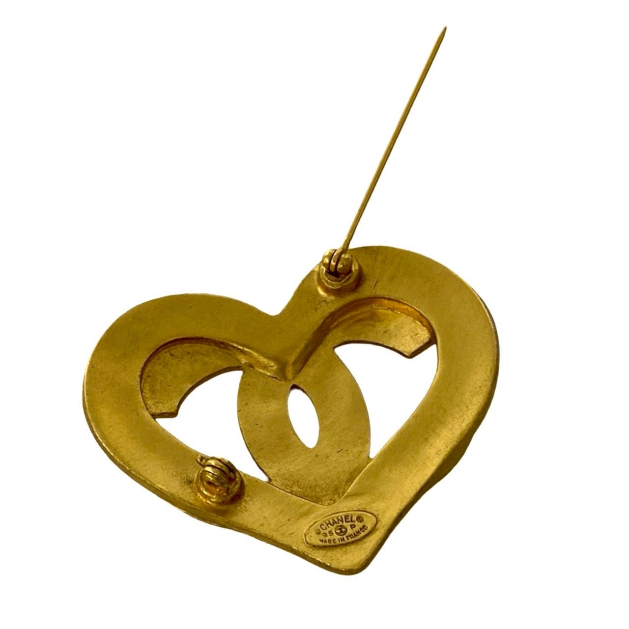 CHANEL ビンテージハート型ブローチ 金色 中古・古着通販】CHANEL