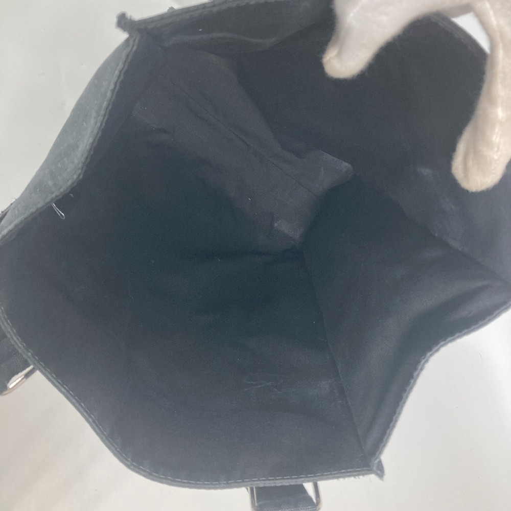 トートバッグ 縦型 総ロゴ カバン ショルダーバッグ カバン レザー/キャンバス ブラック