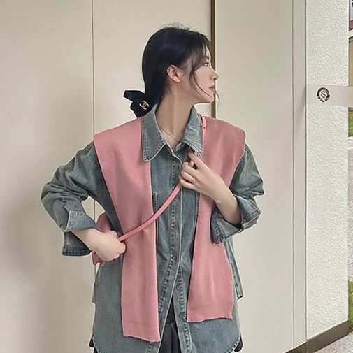 トップス シャツ 袖あり 長袖 萌袖 襟付き 前開き デニム ブルーデニム かわいい 大人可愛い きれいめ シンプル カジュアル 大人 上品 おしゃれ レトロ 大人女子 トップス シャツ 袖あり 長袖 萌袖 襟付き 前開き デニム ブルー