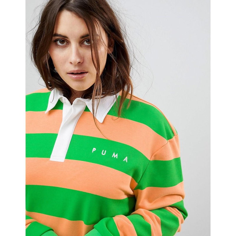 プーマ レディース トップス【Puma Exclusive To ASOS Plus Striped Rugby Jersey In Orange】Orange プーマ レディース トップス【Puma Exclusive To ASOS Plus Striped Rugby Jersey In Orange】Orange